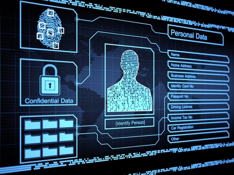 Personal data fields and fingerprint security graphic