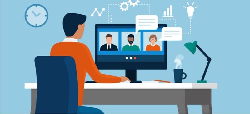 Illustration of a person managing an account on a computer