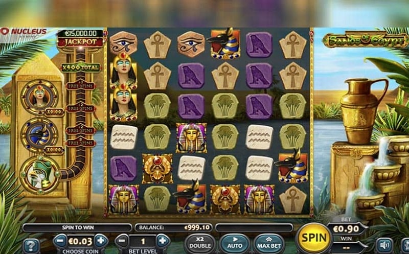 Egyptian themed slot reels with a jackpot meter