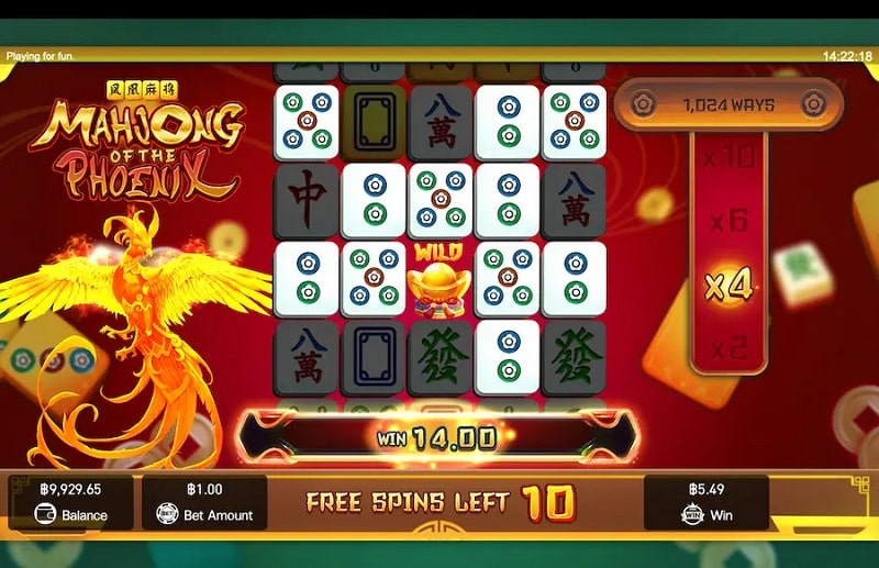 Mahjong tile slot with phoenix artwork and free spins
